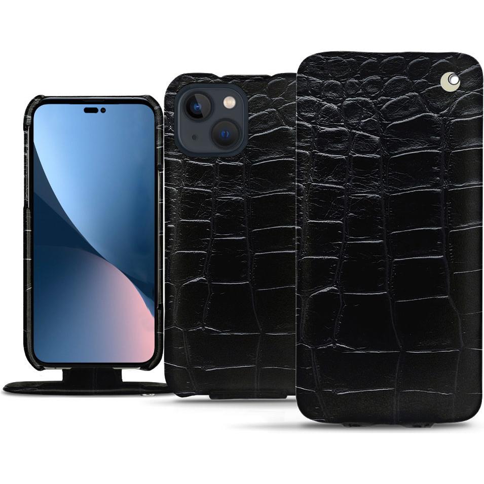 Noreve Lederschutzhülle vertikal (Apple iPhone 14 Plus), Smartphone Hülle, Schwarz