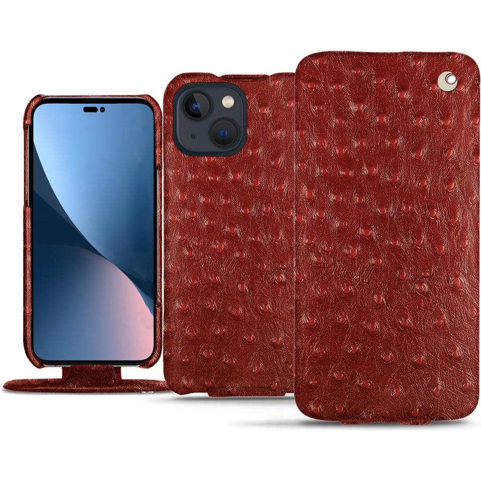 Noreve Lederschutzhülle vertikal (Apple iPhone 14 Plus), Smartphone Hülle, Rot