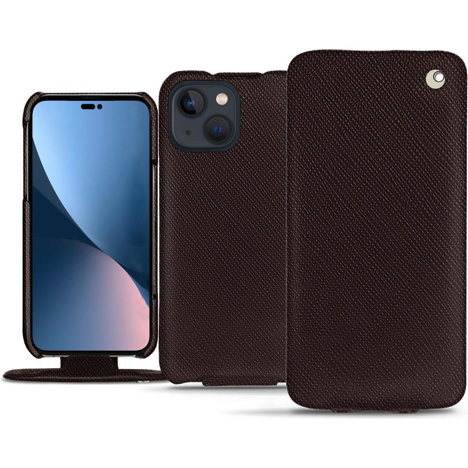 Noreve Lederschutzhülle vertikal (Apple iPhone 14 Plus), Smartphone Hülle, Braun