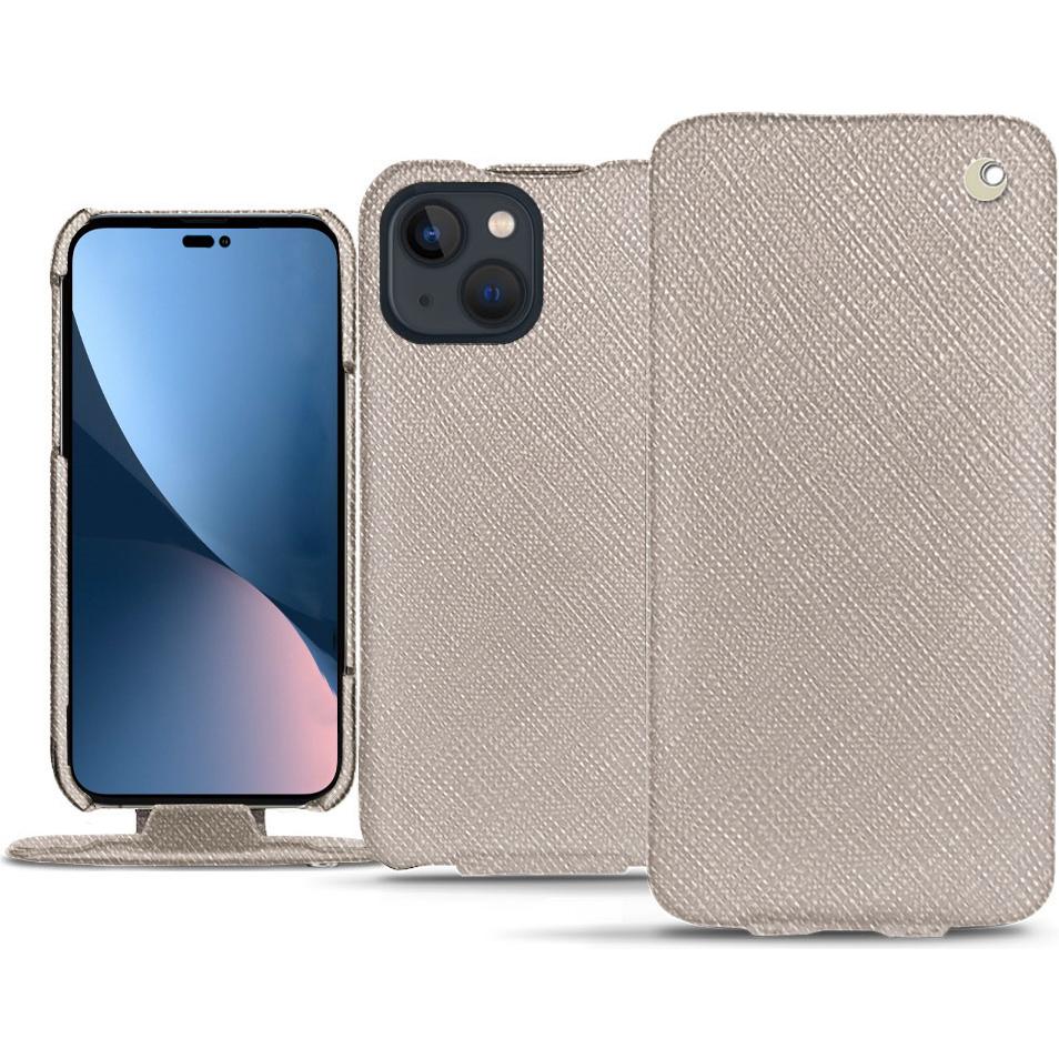 Noreve Lederschutzhülle vertikal (Apple iPhone 14 Plus), Smartphone Hülle, Beige