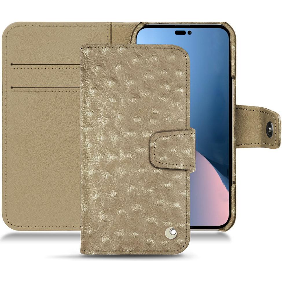 Noreve Lederschutzhülle Wallet (Apple iPhone 14 Plus), Smartphone Hülle, Beige