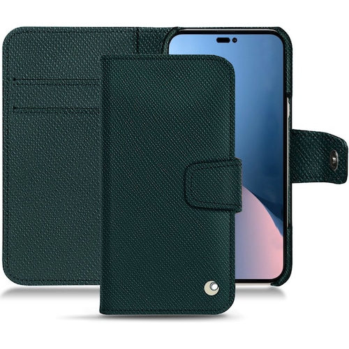 Noreve Lederschutzhülle Wallet (Apple iPhone 14 Plus), Smartphone Hülle, Grün