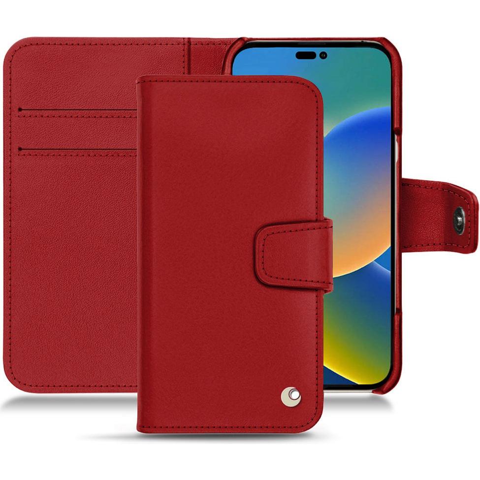Noreve Lederschutzhülle Wallet (Apple iPhone 14), Smartphone Hülle, Rot