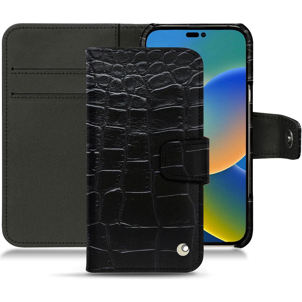 Noreve Lederschutzhülle Wallet (Apple iPhone 14), Smartphone Hülle, Schwarz