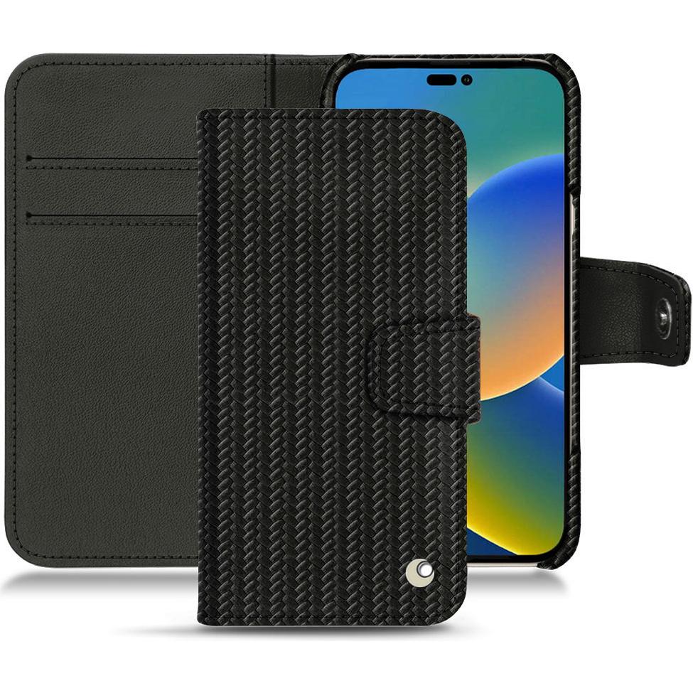 Noreve Lederschutzhülle Wallet (Apple iPhone 14), Smartphone Hülle, Schwarz