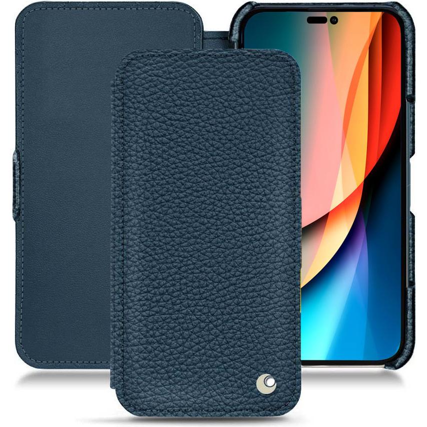 Noreve Lederschutzhülle horizontal (Apple iPhone 14 Pro), Smartphone Hülle, Blau