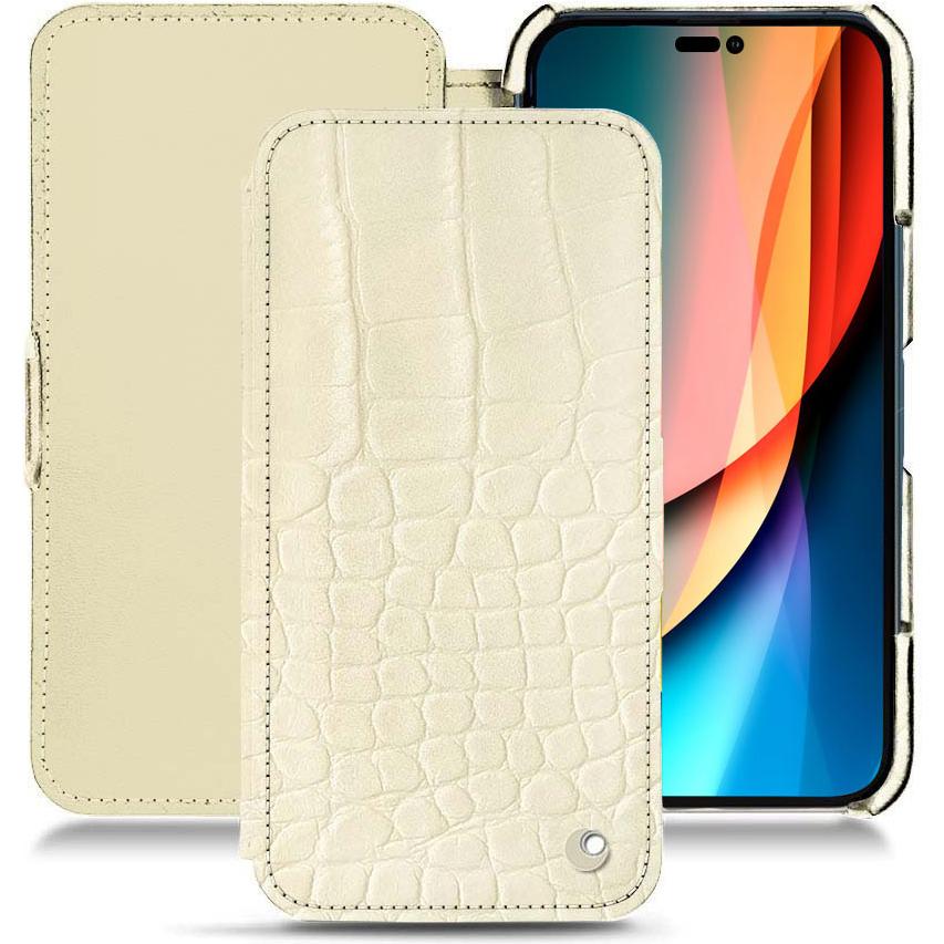 Noreve Lederschutzhülle horizontal (Apple iPhone 14 Pro), Smartphone Hülle, Beige