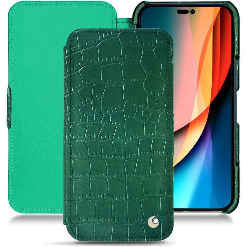 Thumbnail - Noreve Lederschutzhülle horizontal (Apple iPhone 14 Pro), Smartphone Hülle, Grün