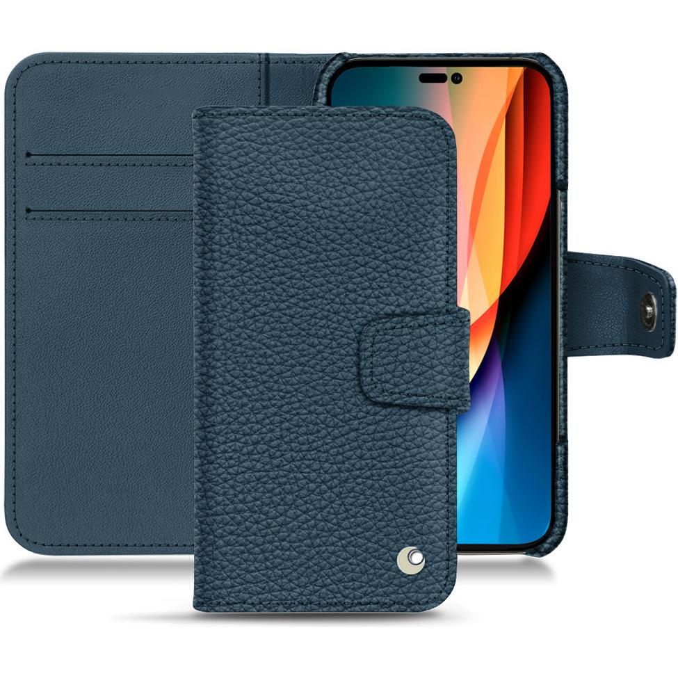 Noreve Lederschutzhülle Wallet (Apple iPhone 14 Pro), Smartphone Hülle, Blau