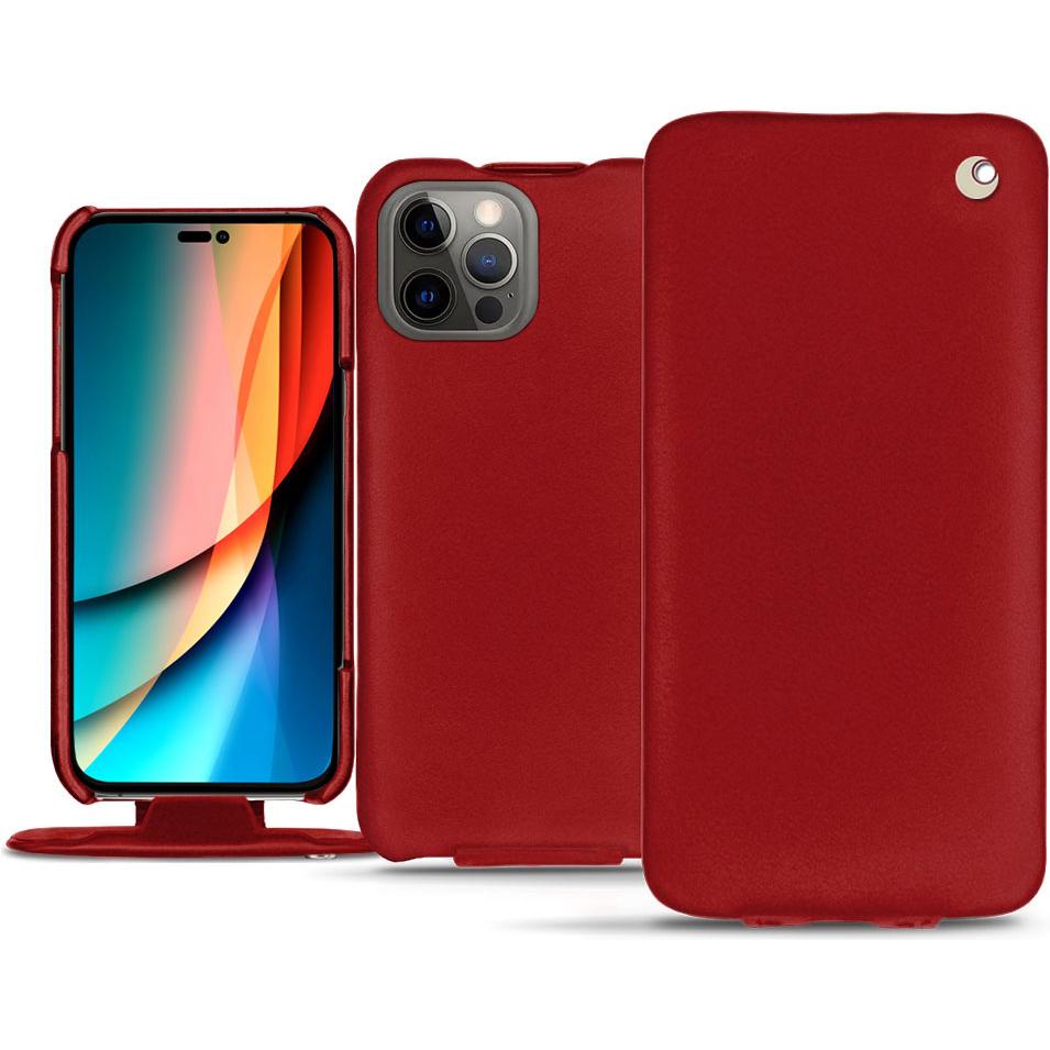 Noreve Lederschutzhülle vertikal (Apple iPhone 14 Pro), Smartphone Hülle, Rot