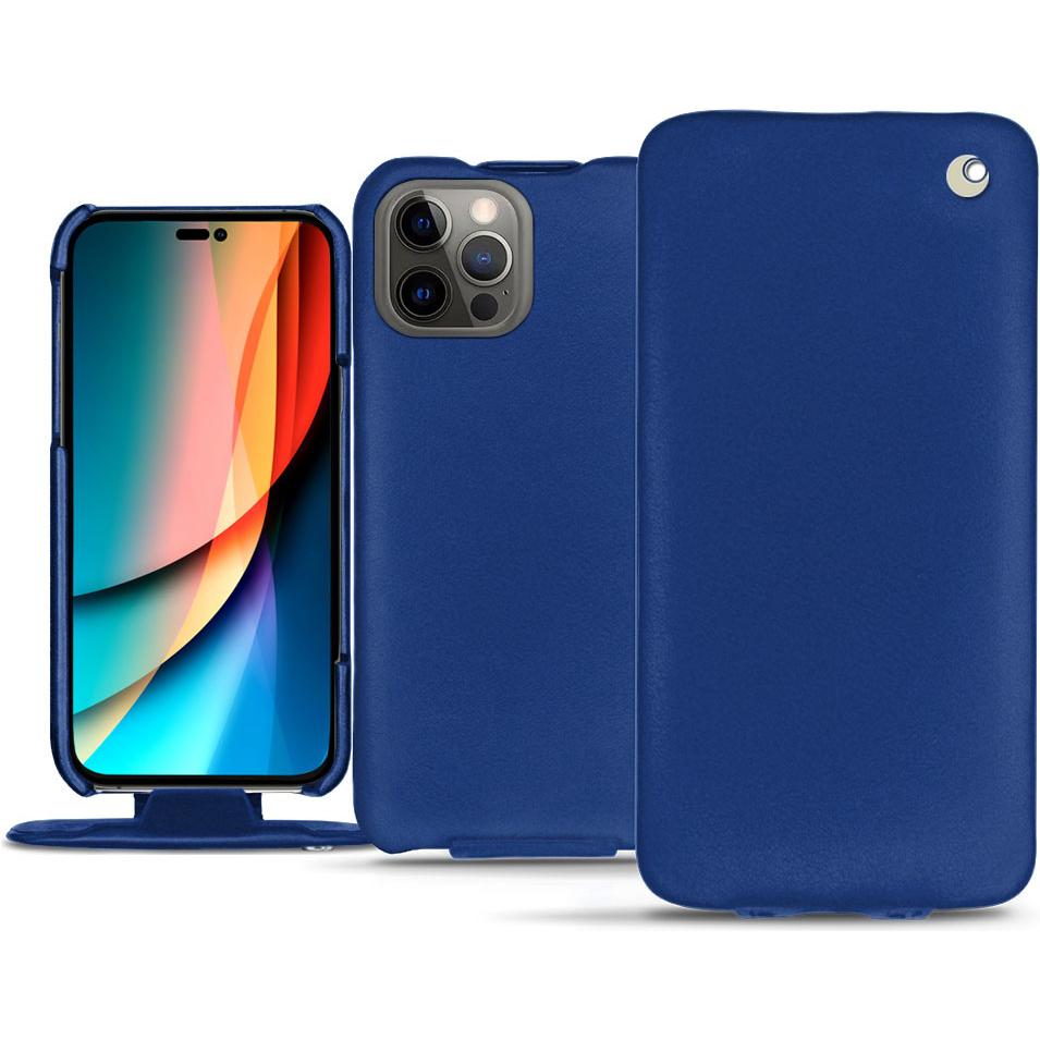Noreve Lederschutzhülle vertikal (Apple iPhone 14 Pro), Smartphone Hülle, Blau