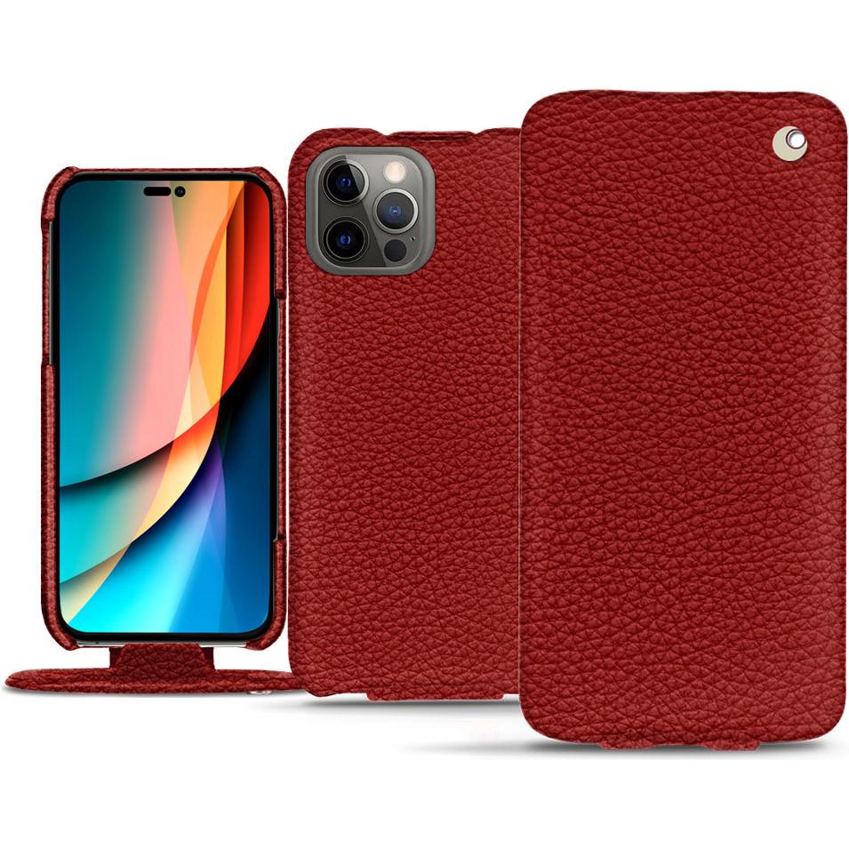 Noreve Lederschutzhülle vertikal (Apple iPhone 14 Pro), Smartphone Hülle, Rot