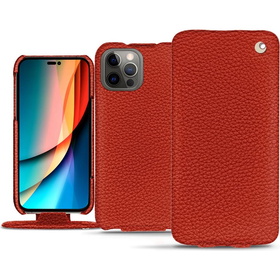 Noreve Lederschutzhülle vertikal (Apple iPhone 14 Pro), Smartphone Hülle, Orange