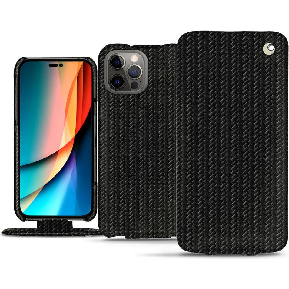 Noreve Lederschutzhülle vertikal (Apple iPhone 14 Pro), Smartphone Hülle, Schwarz