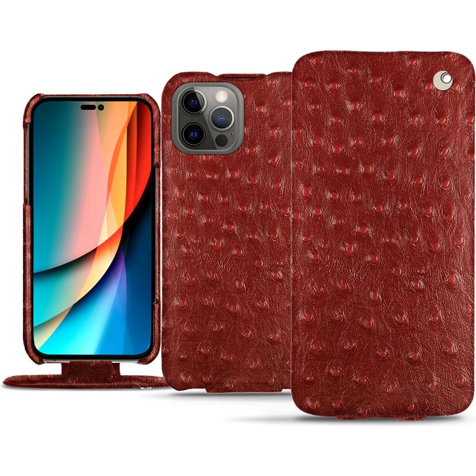 Noreve Lederschutzhülle vertikal (Apple iPhone 14 Pro), Smartphone Hülle, Rot