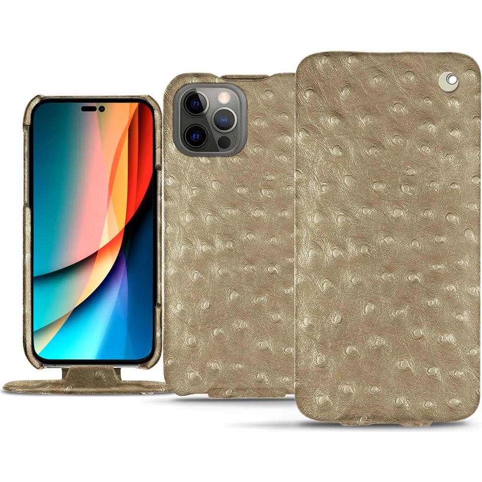 Noreve Lederschutzhülle vertikal (Apple iPhone 14 Pro), Smartphone Hülle, Beige