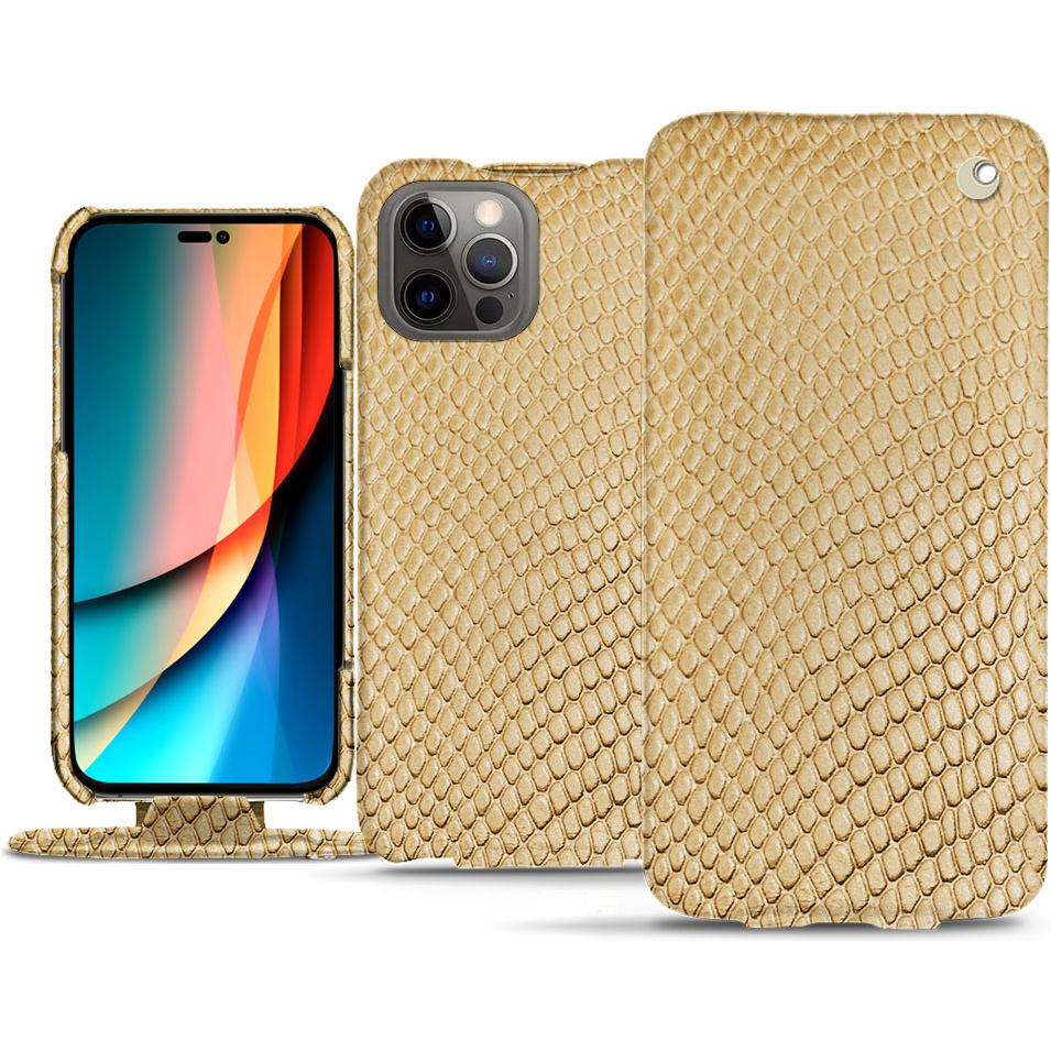 Noreve Lederschutzhülle vertikal (Apple iPhone 14 Pro), Smartphone Hülle, Beige