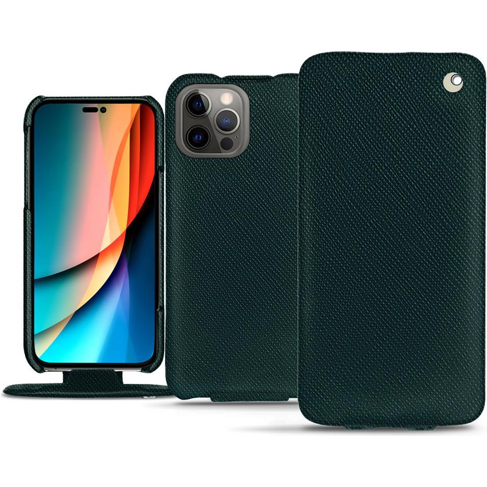 Noreve Lederschutzhülle vertikal (Apple iPhone 14 Pro), Smartphone Hülle, Grün