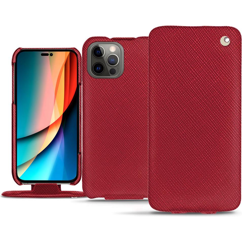 Noreve Lederschutzhülle vertikal (Apple iPhone 14 Pro), Smartphone Hülle, Rot