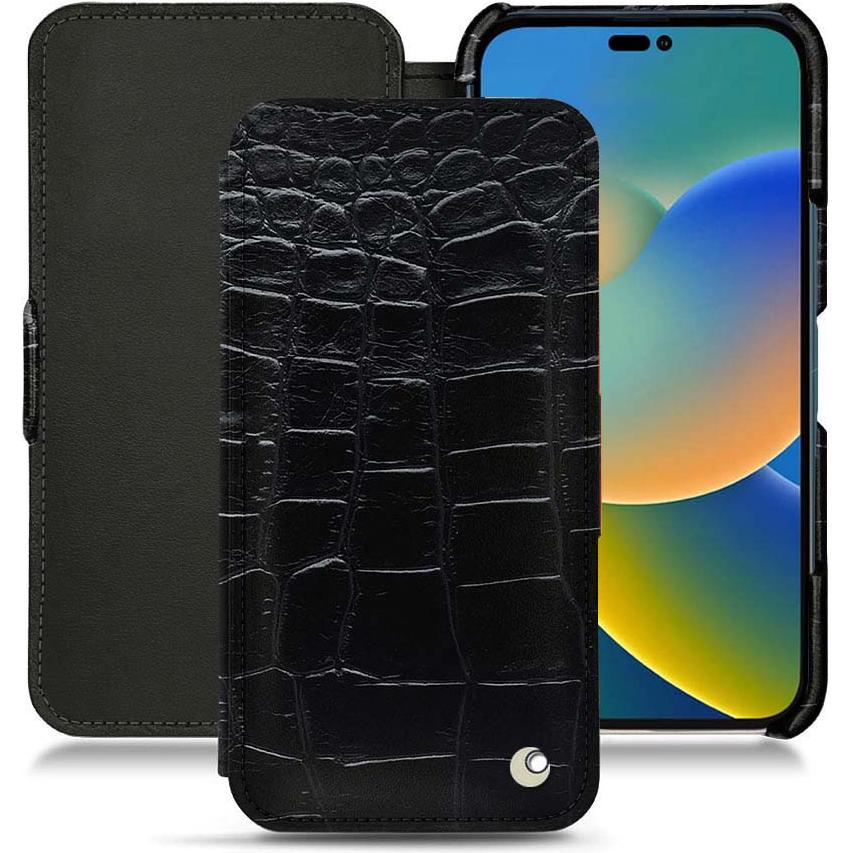 Noreve Lederschutzhülle horizontal (Apple iPhone 14), Smartphone Hülle, Schwarz
