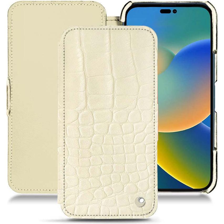 Noreve Lederschutzhülle horizontal (Apple iPhone 14), Smartphone Hülle, Beige