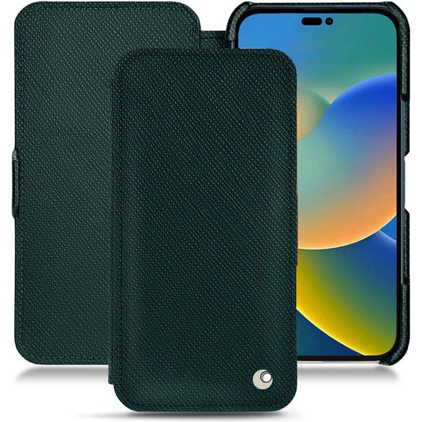 Noreve Lederschutzhülle horizontal (Apple iPhone 14), Smartphone Hülle, Grün