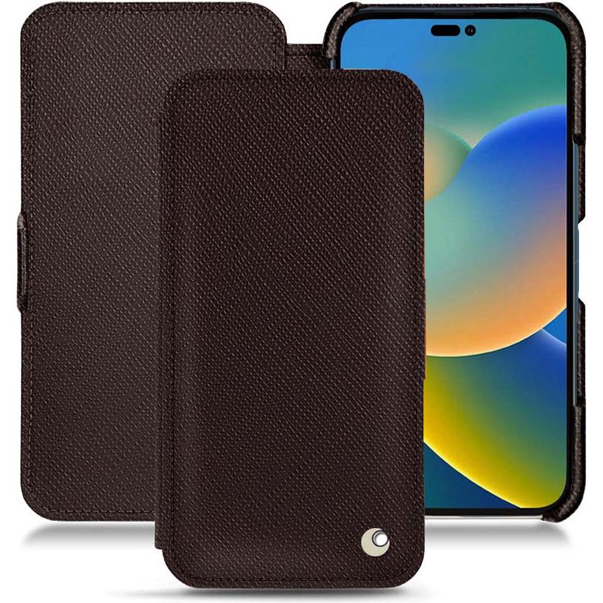 Thumbnail - Noreve Lederschutzhülle horizontal (Apple iPhone 14), Smartphone Hülle, Braun