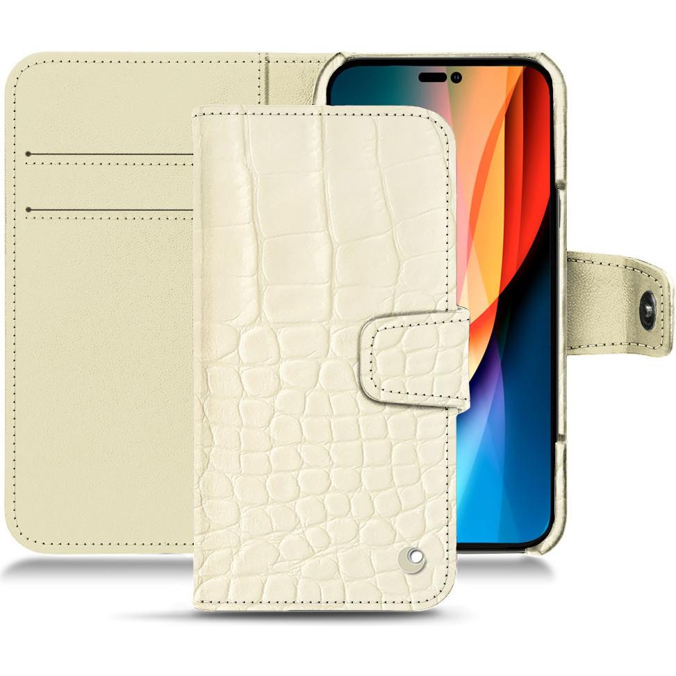 Noreve Lederschutzhülle Wallet (Apple iPhone 14 Pro), Smartphone Hülle, Weiss