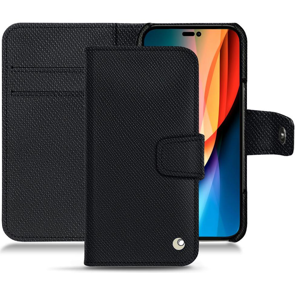 Noreve Lederschutzhülle Wallet (Apple iPhone 14 Pro), Smartphone Hülle, Schwarz