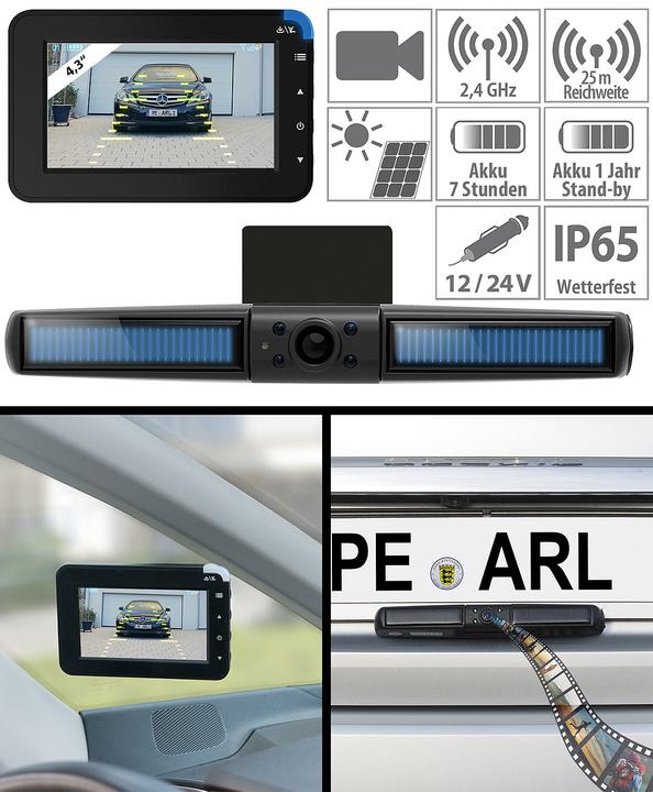 Produktbild Lescars Solar-Funk-Rückfahrkamera