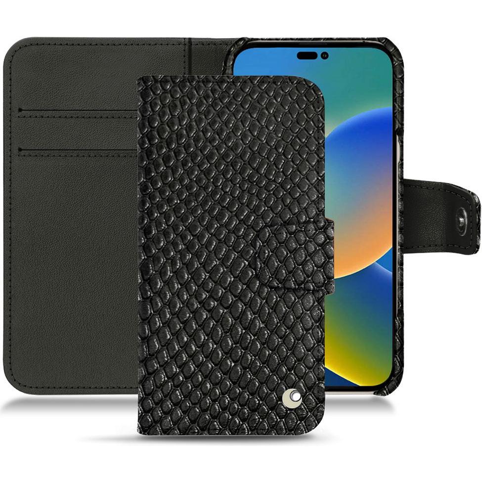 Noreve Lederschutzhülle Wallet (Apple iPhone 14), Smartphone Hülle, Schwarz