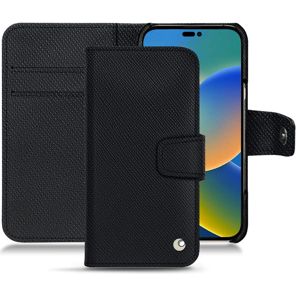Noreve Lederschutzhülle Wallet (Apple iPhone 14), Smartphone Hülle, Schwarz
