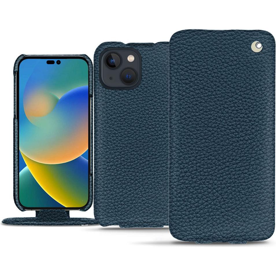 Noreve Lederschutzhülle vertikal (Apple iPhone 14), Smartphone Hülle, Blau