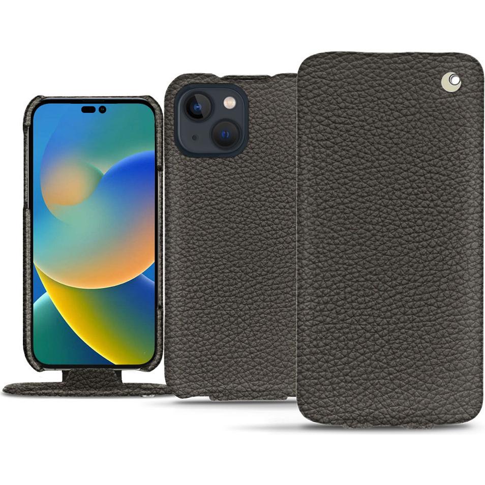 Noreve Lederschutzhülle vertikal (Apple iPhone 14), Smartphone Hülle, Grau
