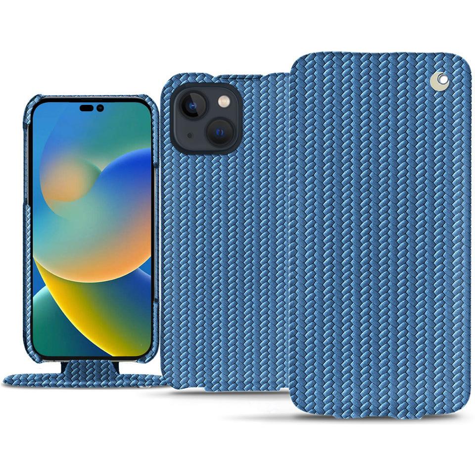 Noreve Lederschutzhülle vertikal (Apple iPhone 14), Smartphone Hülle, Blau
