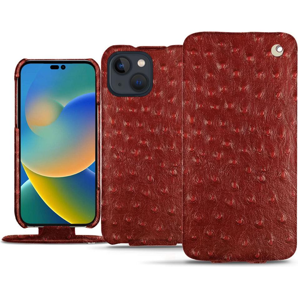 Noreve Lederschutzhülle vertikal (Apple iPhone 14), Smartphone Hülle, Rot