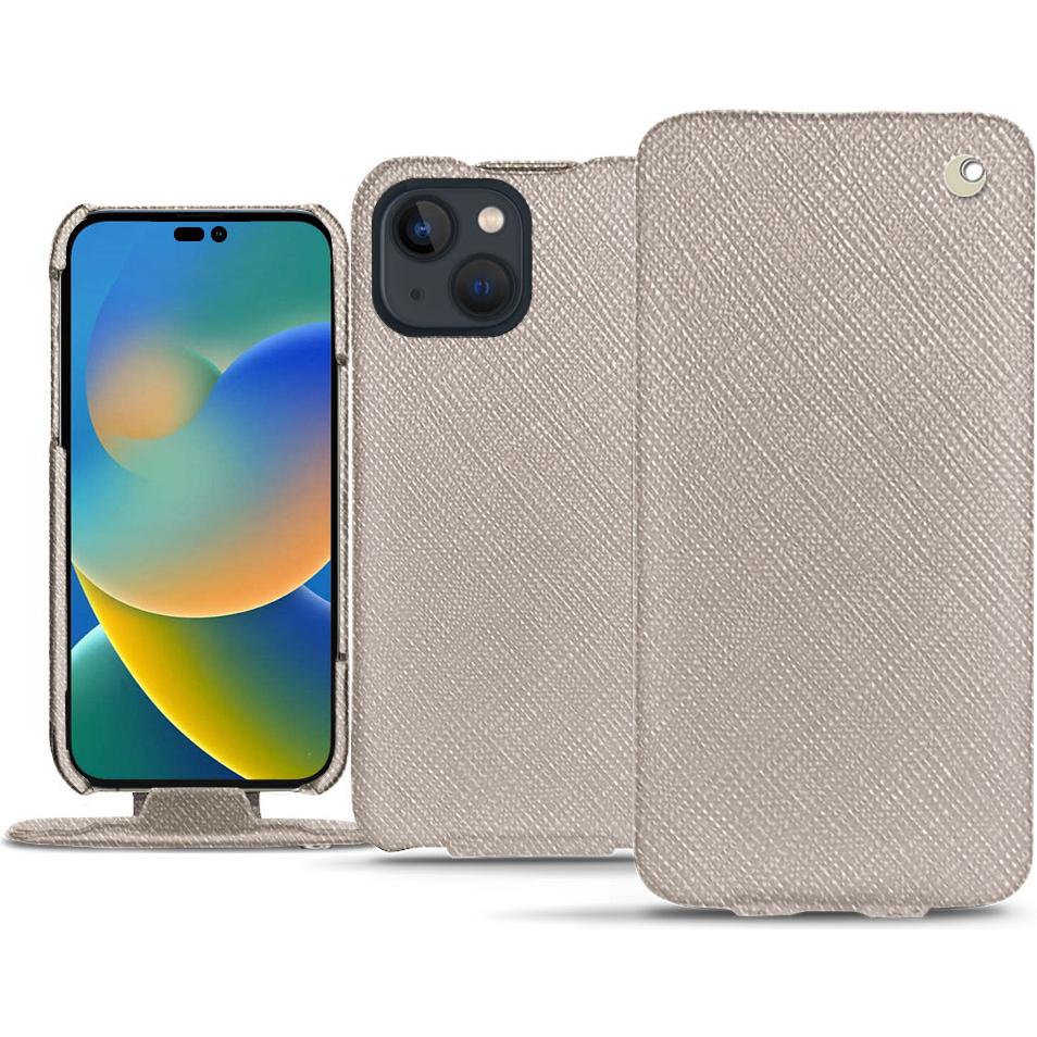 Noreve Lederschutzhülle vertikal (Apple iPhone 14), Smartphone Hülle, Beige