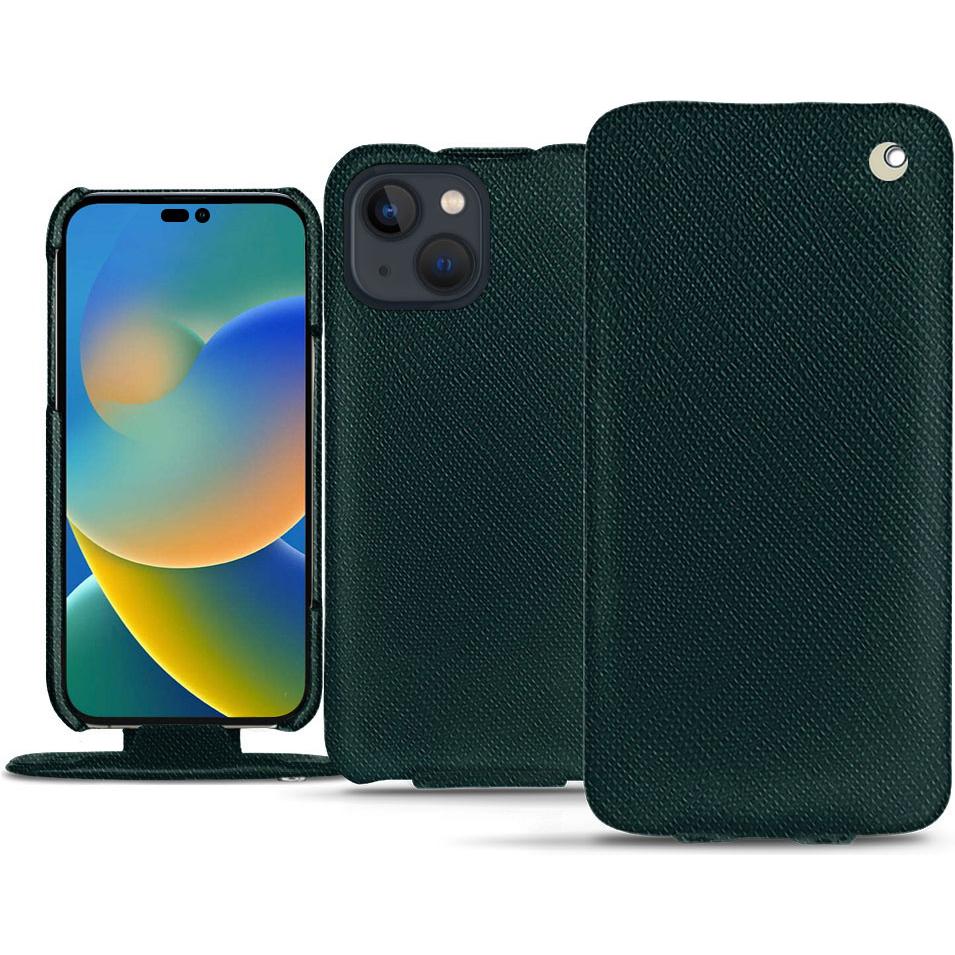Noreve Lederschutzhülle vertikal (Apple iPhone 14), Smartphone Hülle, Grün
