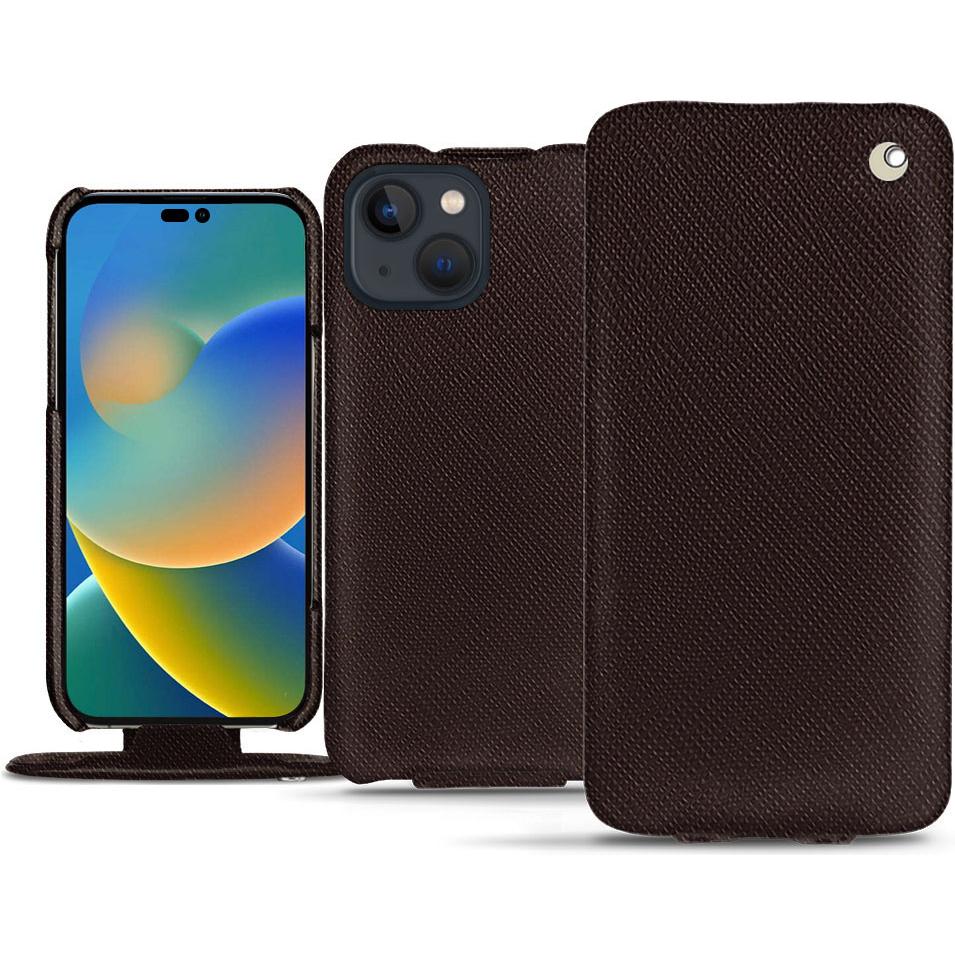 Noreve Lederschutzhülle vertikal (Apple iPhone 14), Smartphone Hülle, Braun