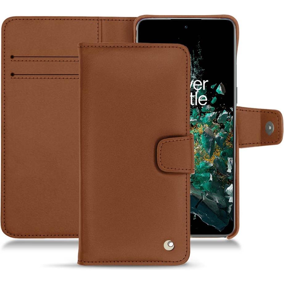 Noreve Lederschutzhülle Wallet (OnePlus 10T), Smartphone Hülle, Braun