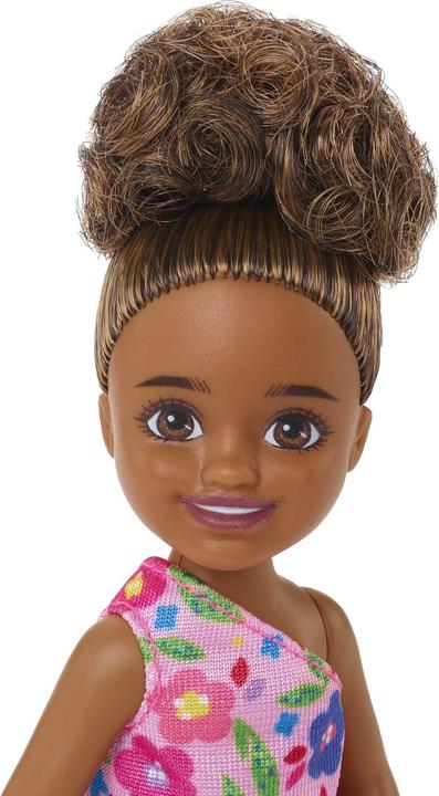 Actual product image Mattel Chelsea doll (brunette) in flower print dress, toys for children over 3 years old