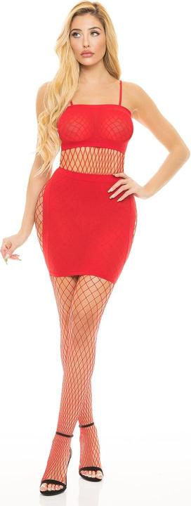 Produktbild Pink Lipstick Lingerie Set The Tone 3Pc Fishnet Set Red One Size (Red)