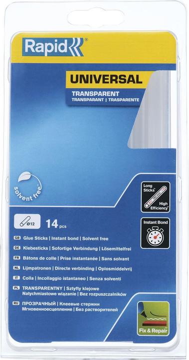 Actual product image Rapid Universal transparent glue sticks Ø12x190mm 14 pieces