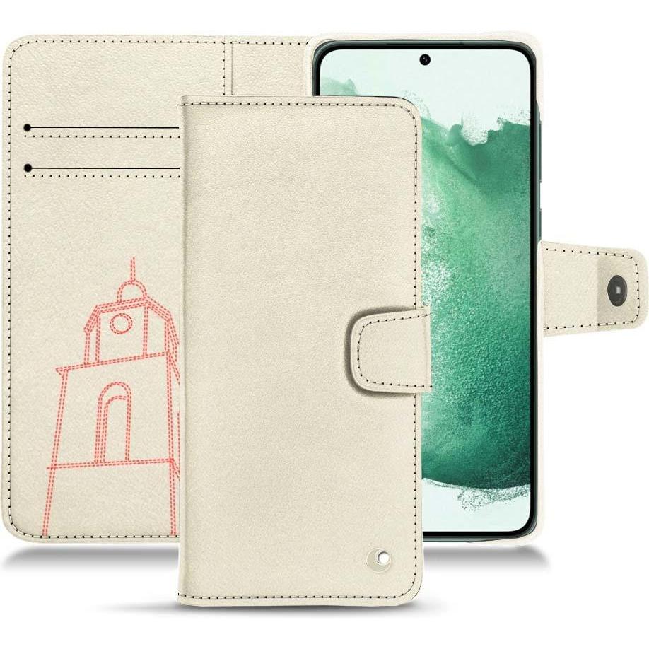 Noreve Lederschutzhülle Wallet (Samsung Galaxy S22+ 5G), Smartphone Hülle, Weiss