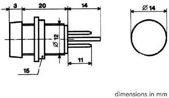 Actual product image Velleman ROUND 14mm PANEL CONTROL LAMP 12V RED