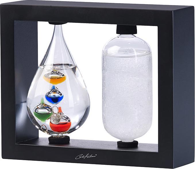 Immagine prodotto Carlo Milano 2in1 Galileo termometro e vetro tempesta con elegante cornice in legno, nero