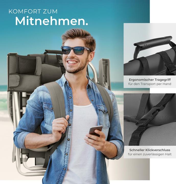 Immagine prodotto tectake Sedia da spiaggia Coral, pieghevole con funzione zaino