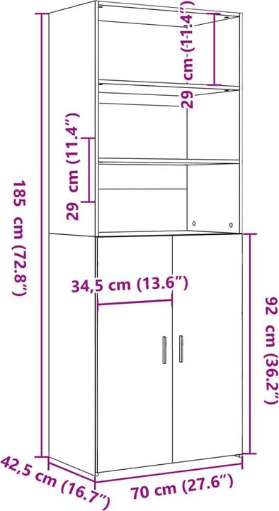 Image du produit vidaXL Buffet haut (42.50 x 42.50 x 185 cm)