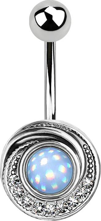 Actual product image Star Piercing Banana silver swirl with crystal and epoxy stone blue (Brass, Surgical steel 316L)