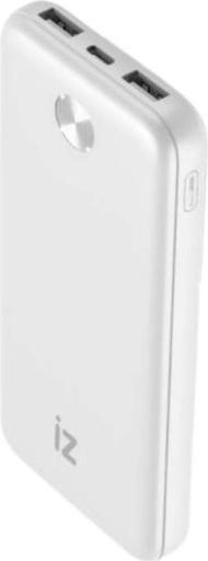 Actual product image Izzy Batterie de secours 10000mAh - 2 ports USB A + 1 port USB-C - 10,5W - blanc (10000 mAh, 10.50 W)